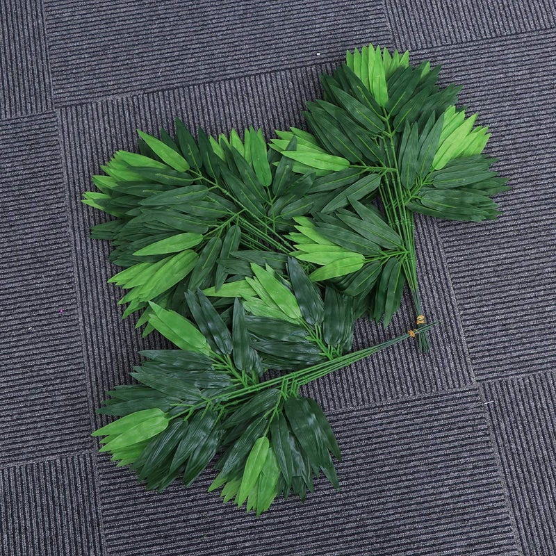 OULII 50pcs Artificial Green Bamboo Leaves Fake Green Plants Greenery Leaves for Home Hotel Office Decoration - Image 5
